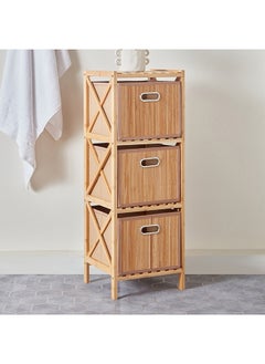 Buy Natura Bamboo 3-Drawer Bathroom Cabinet 32 x 90 x 30 cm in UAE