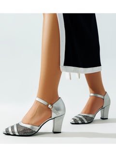 اشتري Shoes Heels Leather Crystal Shiny F-12 - Silver في مصر