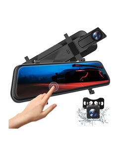Buy Mirror Dash Cam, 1080p 9.66''  Rear View Mirror Camera, 170°wide Angle Full Touch Screen Front And Rear View Backup Camera For Car, Car Drive Recorder With GPS Loop Recording And Parking Assistance in UAE
