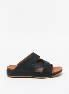 Buy Men's Textured Slip-On Cross Strap Sandals in Saudi Arabia