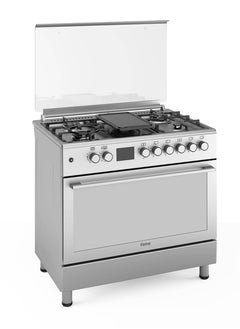 Buy 90cm Gas Cooking Range With Stainless Steel Cooker with Triple Glass Oven Door, Auto-Ignition, Turnspit, 5 Burners, and Touch Digital Timer,  - Perfect for Grilling, Roasting, and Baking LMC906GG in UAE