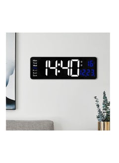 Buy Digital Wall Clock, 16 Inch LED Big Display with Indoor Temperature Calendar Wireless Remote Control Adjustable Brightness Plug in for Living Room Kitchen Bedroom in Saudi Arabia