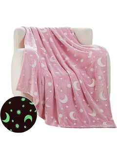 Buy Glow in The Dark Blanket Personalized Blanket for Girls,60x40 Throw Blankets Super Cozy Plush Soft Fleece Blanket for Girls Boys Birthday Gifts,Kids Blanket,for 3-12 Years Old Kids(pink star and moon) in UAE