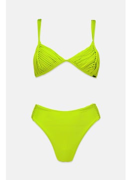 اشتري Women Padded Non,Wired Solid Bikini Top And Bottom, Lime Green في السعودية