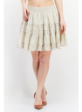 Buy Women Regular Fit Eyelet Skirt, Sage Green in UAE