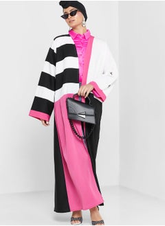 Buy Spliced Color Block Abaya With Sheila in Saudi Arabia