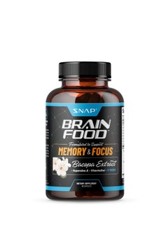 Buy Brain Food Formulated to Support Memory & Focus with Bacopa Extract, Huperzine A, Vitacholine, Dietary Supplement - 60 Capsules in UAE