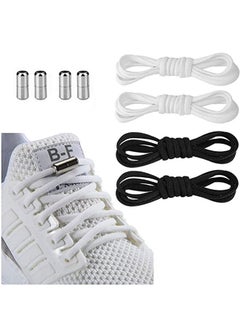 Buy 2 Pairs Elastic No Tie Shoe Laces White/Black in UAE