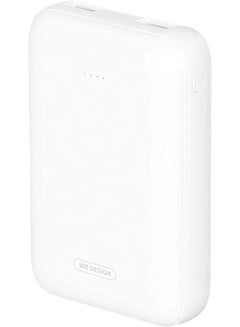 Buy WK Design WP-067 Mini Wired Power Bank with Battery LED Indicator, 10000 mAh, 2.1 A - White in Egypt