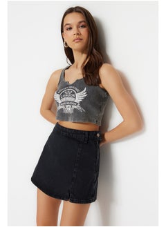 Buy Black Denim Shorts Skirt in Egypt