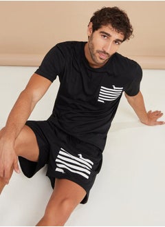 اشتري Limosine Placement Print T-shirt and Short Sleep Set في السعودية