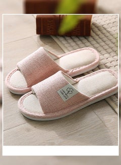 Buy New Style Home Linen Slipper Indoor Non-slip wear-resistant Bedroom Sweat-absorbing and Breathable Flat Slides Pink in Saudi Arabia