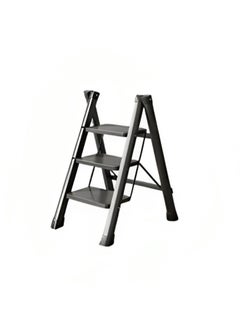 اشتري 3 Steps Foldable Stool, Wide Step Stool, Portable Ladder for Home Use, Black في السعودية