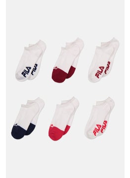 Buy Men 6 Pairs Brand Logo Low Socks, White in UAE