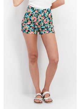 Buy Women Pull On Floral Print Short, Pink Combo in UAE