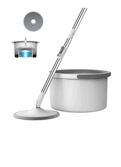 اشتري Yuniverse Spin Mop Bucket Set 360° Flat Mop With Self-Separation Dirty And Clean Water System 2 Piece Microfiber Pad Extended Handle -MOP16319 في الامارات