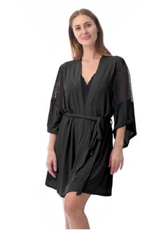 اشتري Elegant and Comfortable Sleepwear Robe Black في الامارات