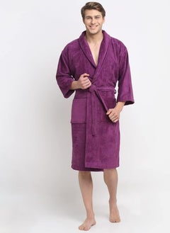 اشتري Purple Colour Lightweight Cotton Summer Unisex Terry Spa  Bathrobe Medium Size في الامارات