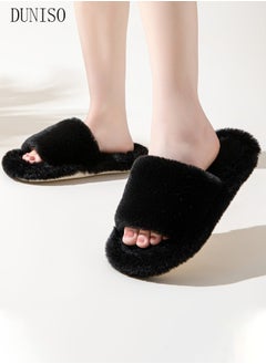 Buy Women's Fuzzy Slippers Comfy Plush House Slippers for Indoor Outdoor Fluffy Open Toe Warm Breathable Anti-skid Sole Gift Slippers for Women and Girls in Saudi Arabia