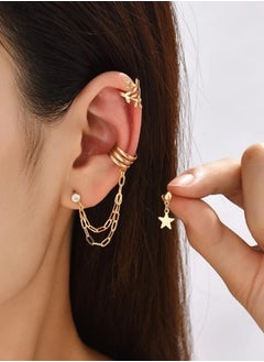 Buy 3pcs Star & Chain Decor Earring Yellow Gold Colour in Egypt