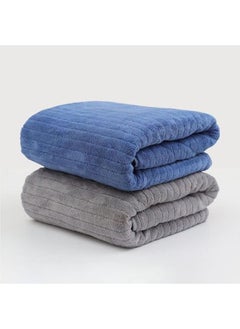 اشتري Microfiber Towel 90X160 Cm 2 Pcs Bath Towel Microfiber Soft, Durable And Light Weight (Grey X Navy Blue) في السعودية