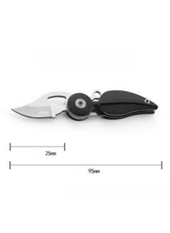 Buy 3CR13 Steel Folding Feather Knife Outdoor Fruit Knife Multifunctional Keychain - Black in Saudi Arabia