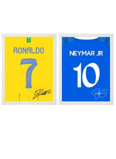 Buy Set of 2, Cristiano Ronaldo and Neymar Autographed Jersey - Framed Poster 30x40cm - CR7 -Football Memorabilia, Soccer Collectible, Gift for Fans in UAE