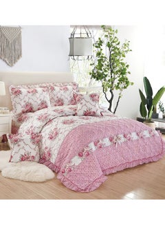 Buy 4 Pieces Compressed Floral Printed Comforter Set Single Size Includes 1 Comforter + 1 Bed sheet + 1 Pillowcase + 1 Cushioncase in Saudi Arabia