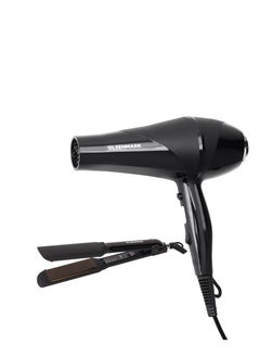 Buy Olsenmark 2-in-1 Professional Hair Styling Kit Dryer, Straightener, 2 Speed and 3 Level PTC Heater, DC Motor in UAE