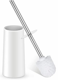 Buy Toilet Brush and Holder, Toilet Bowl Brush Set with Stainless Steel Handle Durable Bristles for Deep Cleaning Compact Bathroom Brush Save Space Good Grip Anti-Drip (White) in UAE