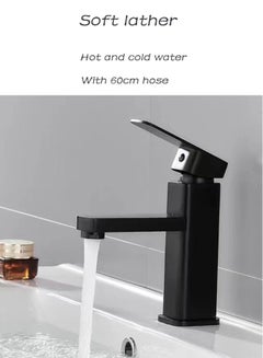 Buy Stainless Steel Faucet Suitable for Kitchen, Bathroom, Hot and Cold Water Wash Basin, Household Single Hole Basin, Black in Saudi Arabia