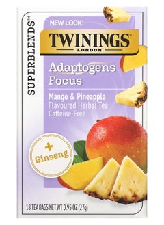 Buy Adaptogens Focus Herbal Tea Mango & Pineapple Caffeine Free 18 Tea Bags 0.95 oz (27 g) in UAE