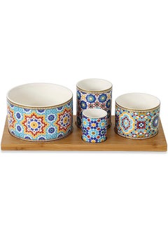 اشتري Marrakech 4-Piece Appetizer Set with Tray, Multicolour في الامارات