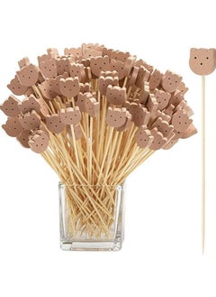 اشتري Fruit Toothpick, 100Pcs Handmade Bamboo Skewer Cute Bear Food Picks Party Frilled Toothpicks for Appetizer Fruits Dessert, Sandwich Decoration Sticks Disposable في الامارات