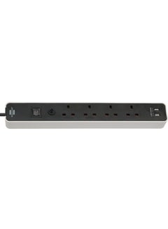اشتري Brennenstuhl Ecolor 4-way extension cord with USB-Charger, 3m extension cable, White/Black في الامارات