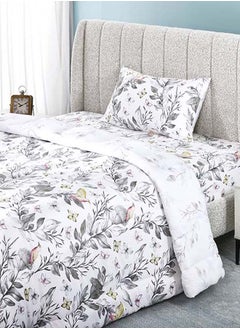 اشتري Nasima Comforter and Pillowcase Set, Beige & White - 150x200 cm في الامارات