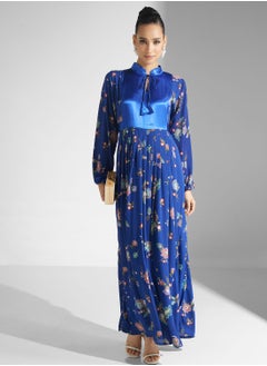 Buy Floral Print Puff Sleeve Jalabiya in UAE