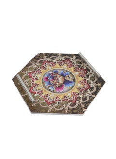 Buy Serving tray - golden color - stainless steel handle-hexagonal shape in Saudi Arabia