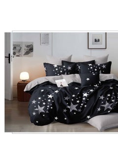 Buy King Size 6 Piece Duvet Cover Set Contemporary Leaf Print Bedding Sets, Smooth Cotton Material Modern Geometric Print in UAE