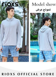 Buy Men's UPF 50+ UV Sun Protection Ice Silk Clothing Long Sleeve Comfy and Breathable Coats for Men Lightweight Hoodie Zip up Outdoor Jacket in UAE