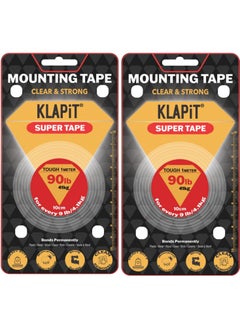 Buy KLAPiT SUPER TAPE Double Sided Heavy Duty Mounting Tape Holds 90 Pounds Or 41Kg Using Enhanced Nano Technology. Waterproof Clear Tape For Wall, Wood, Tile, Stone, Glass, Metal, Acrylic (1Pc Pack) in UAE