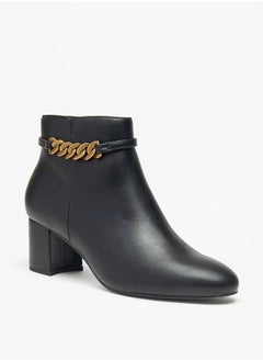 اشتري Women's Solid Ankle Boots with Zip Closure and Block Heels في السعودية