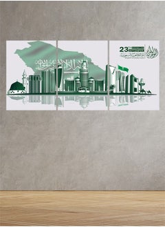 Buy Decorative Wall Art Painting With Saudi National Day Design 3 Pieces Size 120x60cm in Saudi Arabia