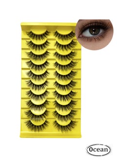 Buy Natural False Eyelashes Faux Mink Lashes Wispy Eye Lashes, 3D Fluffy Long False Eyelashes, Soft Curly Wispy Dramatic Reusable Makeup Fake Eye Lashes 10 Pairs, Ideal for Girls Daily Use in UAE