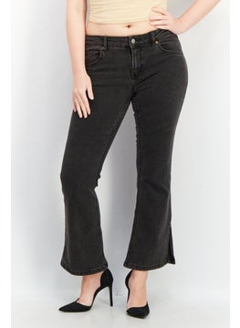 Buy Women Regular Fit Washed Stretchable Jeans, Black in UAE