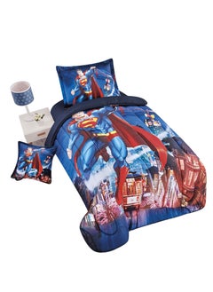 اشتري 4 Piece Microfiber Comforter Set Super Man 170X230cm في السعودية