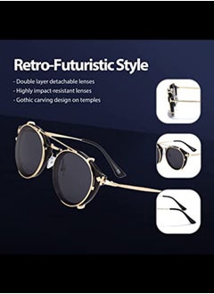 Buy Retro Dual Use Round Frame Sunglasses B1813-C1 in Saudi Arabia