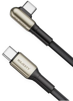 Buy Majesty USB-C to USB-C Cable Nylon Braided Right Angle 60W (20V/3A) - Zinc Alloy Fast Charging for iPhone 15, MacBook Pro/Air, Galaxy S24 Ultra, Huawei - 1.2 Meters" in Saudi Arabia