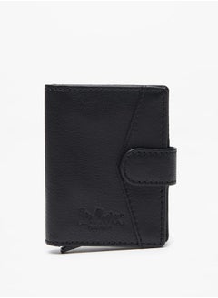 Buy Men Solid Leather Bi-Fold Card Holder With Snap Button Closure in Saudi Arabia