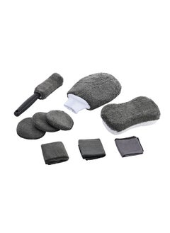 Buy 9-Piece Microfiber Car Cleaning Set - Grey in Saudi Arabia